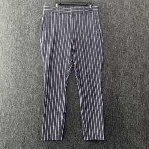 GAP Women Signature Skinny Ankle Pants Regular Size 2 Blue Stripe Office Casual